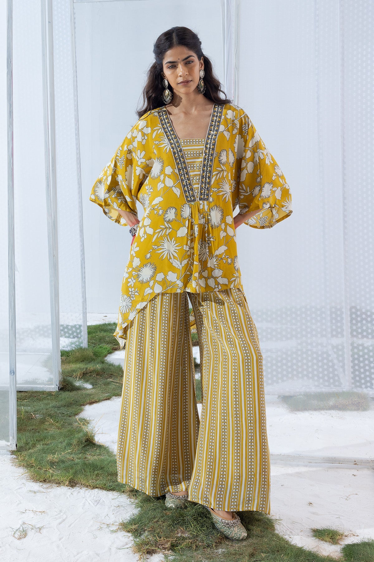 Lemon Yellow Printed Cord Set