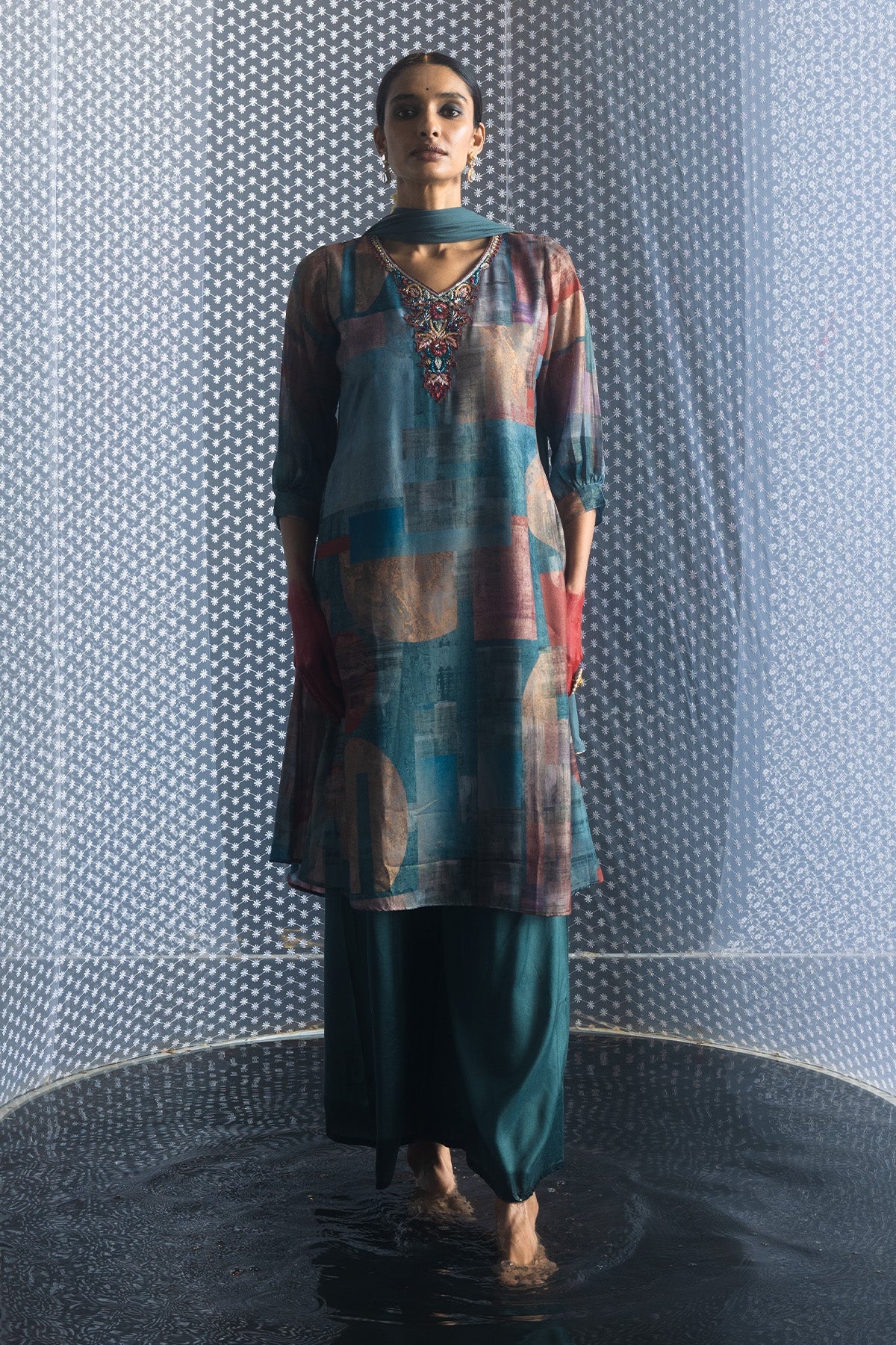 Multi Printed Kurta 3 Pcs Set