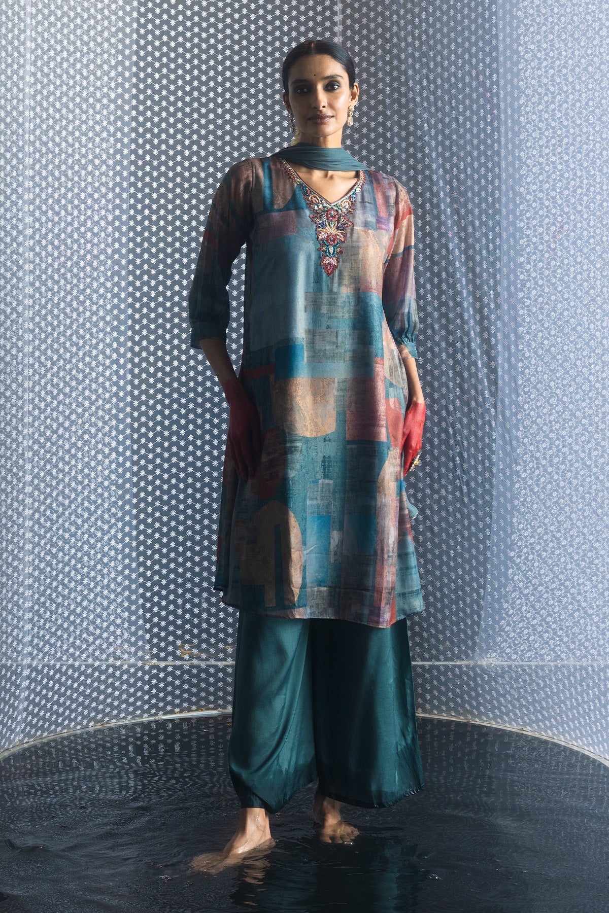 Multi Printed Kurta 3 Pcs Set