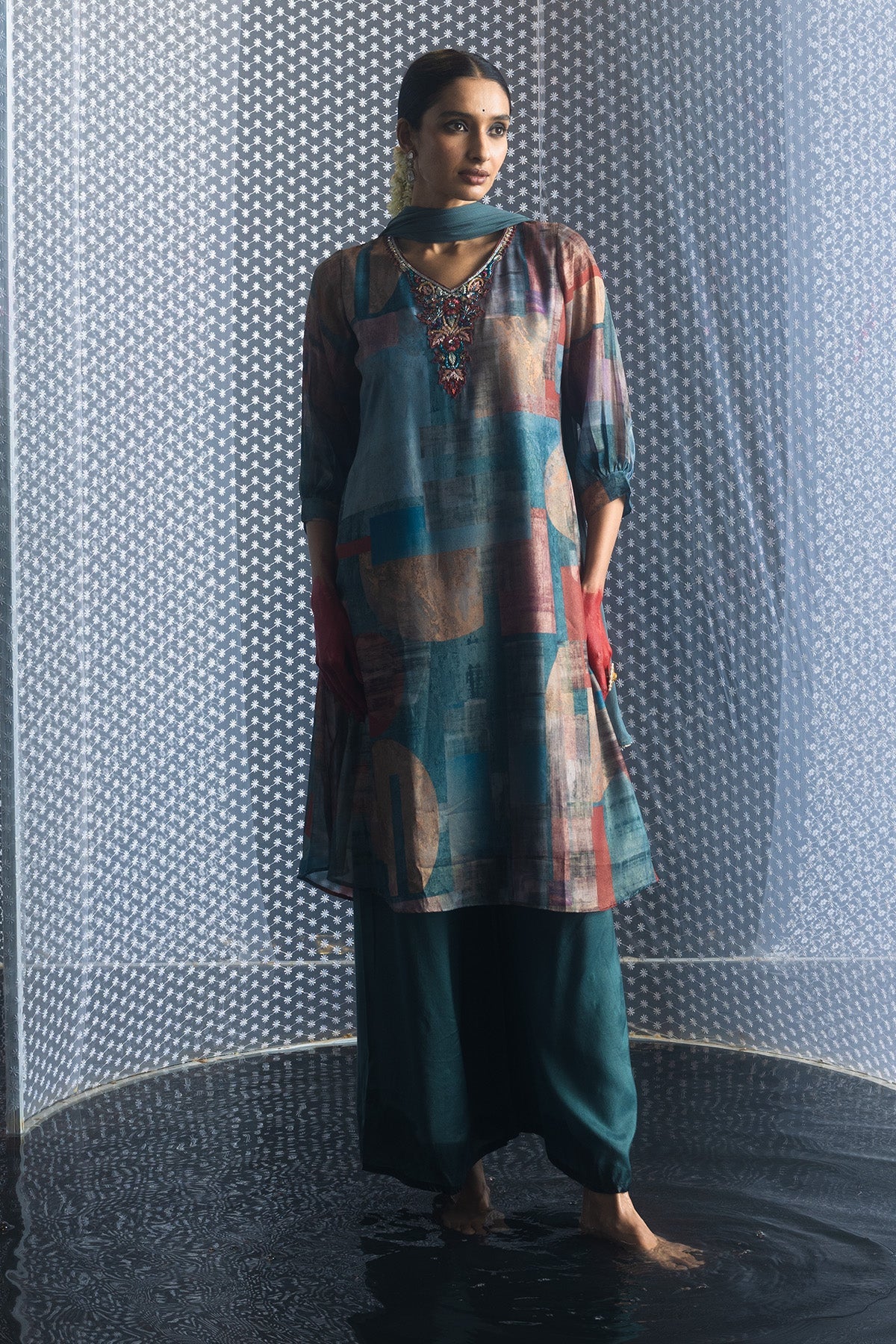 Multi Printed Kurta 3 Pcs Set