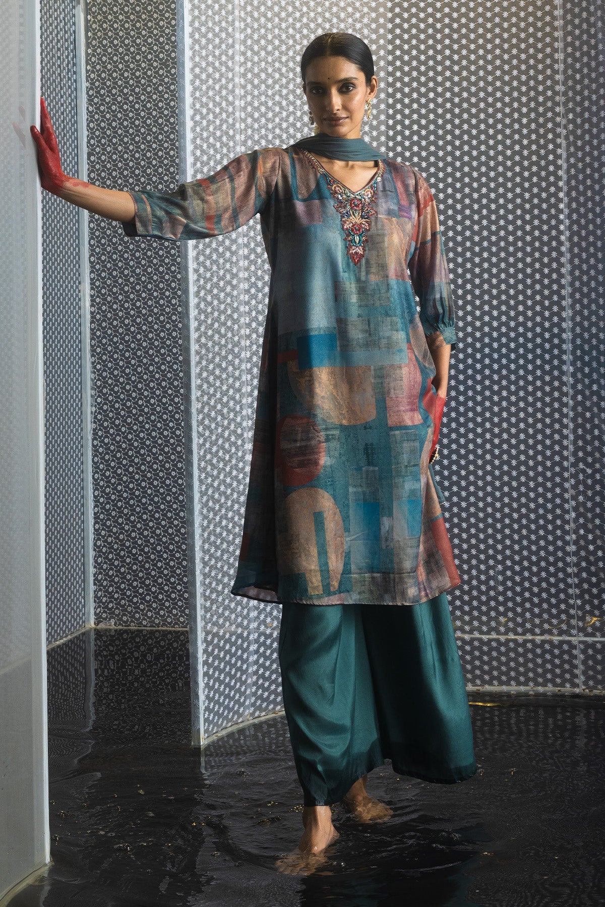 Multi Printed Kurta 3 Pcs Set