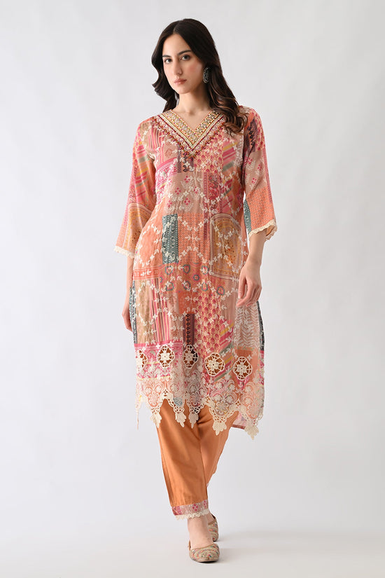 Multi Embroidered Straight Kurta 3 Pcs Set