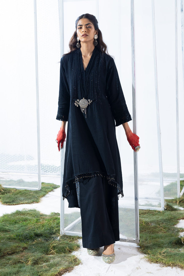 Embellished Black Kurta Set