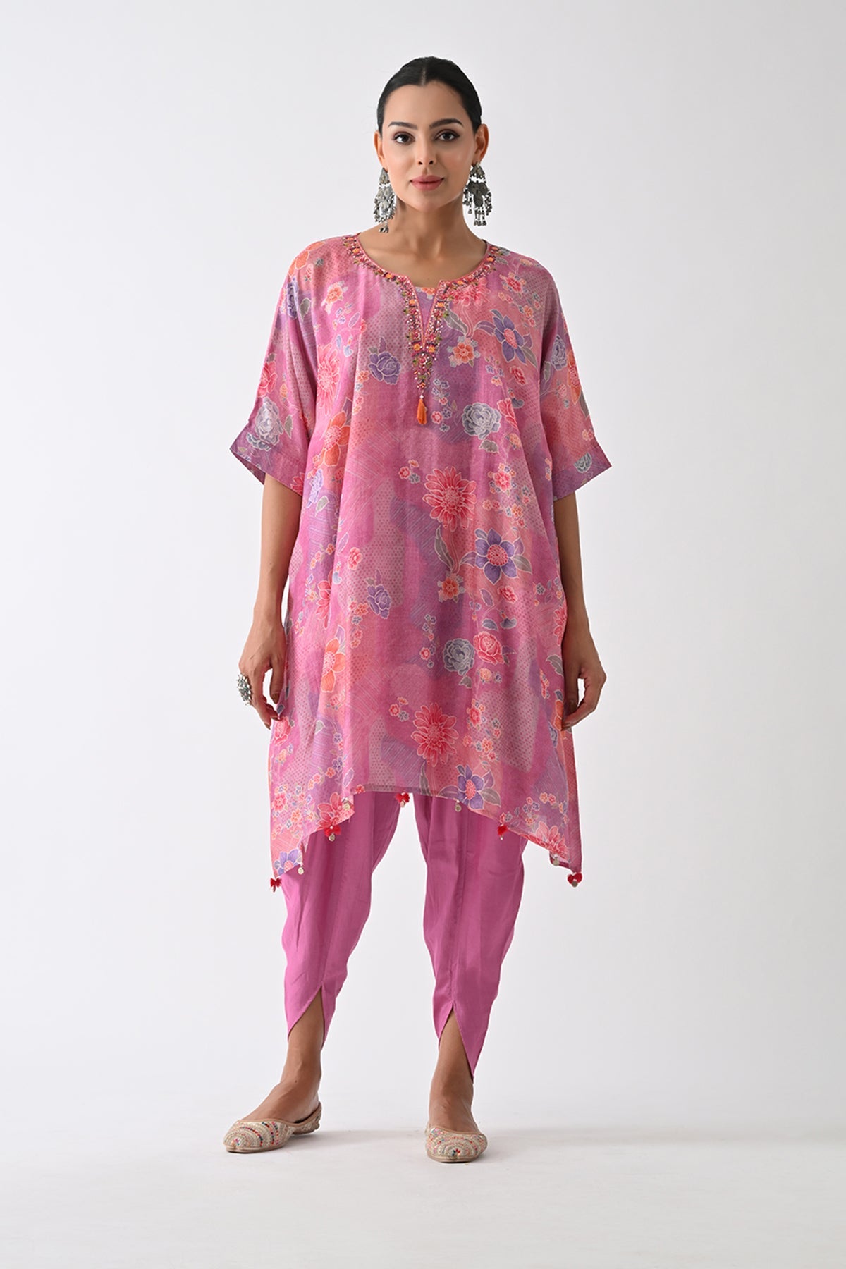 Purple Printed Kaftan 3 Pcs Set