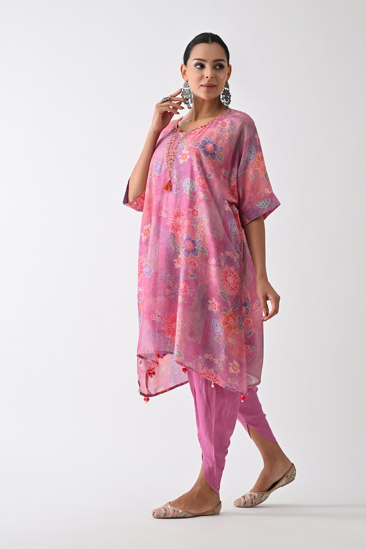 Purple Printed Kaftan 3 Pcs Set