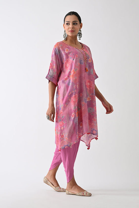 Purple Printed Kaftan Set (3 Piece)