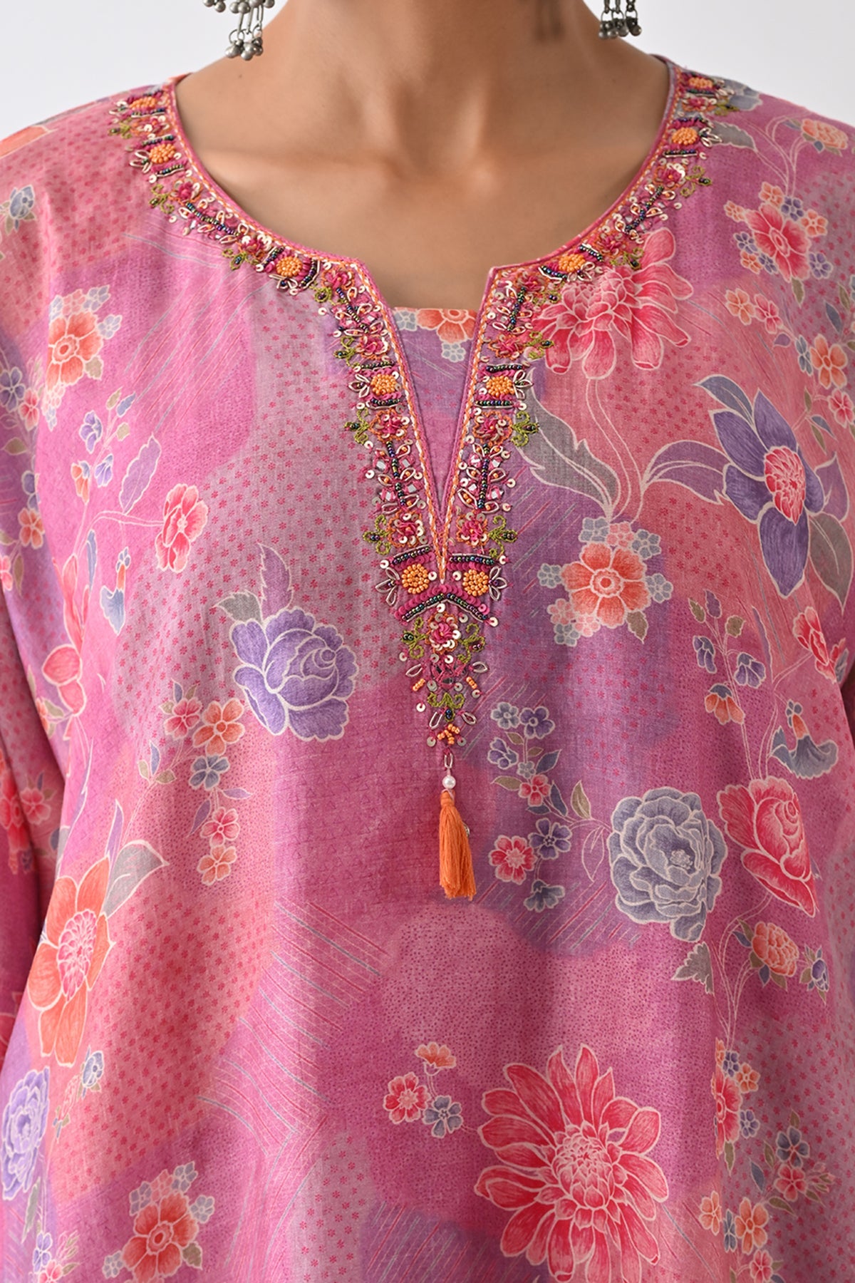 Purple Printed Kaftan 3 Pcs Set
