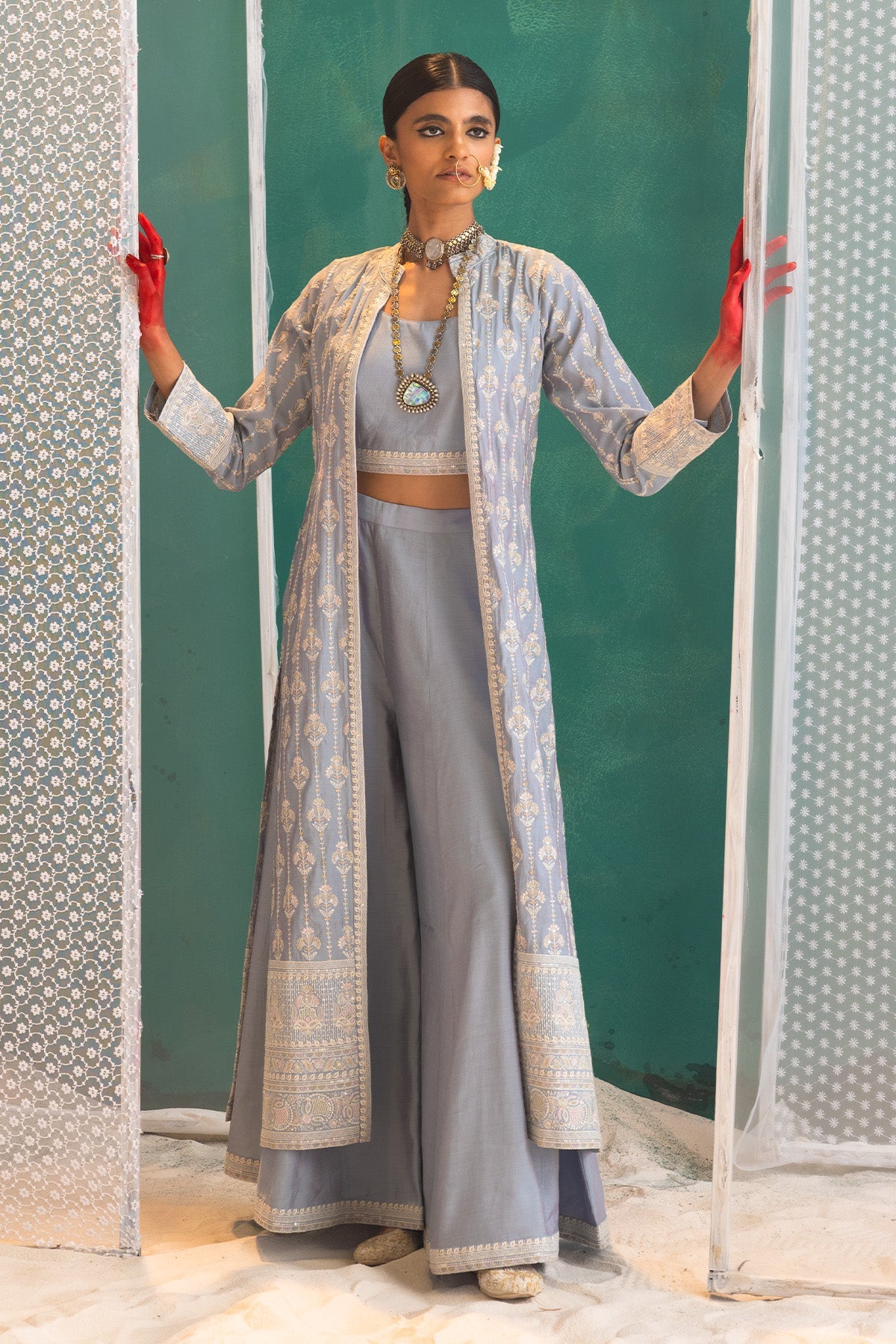 Light Purple Embroidered Co-ord 3 Pcs Set