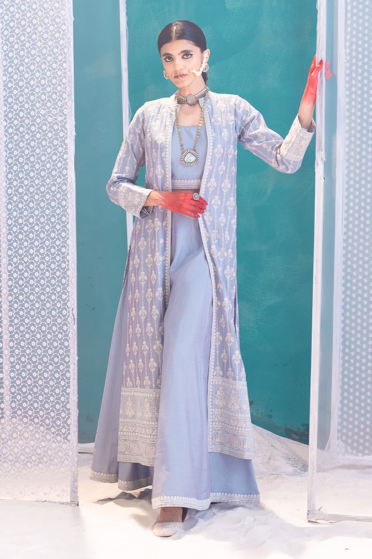 Light Purple Embroidered Co-ord 3 Pcs Set