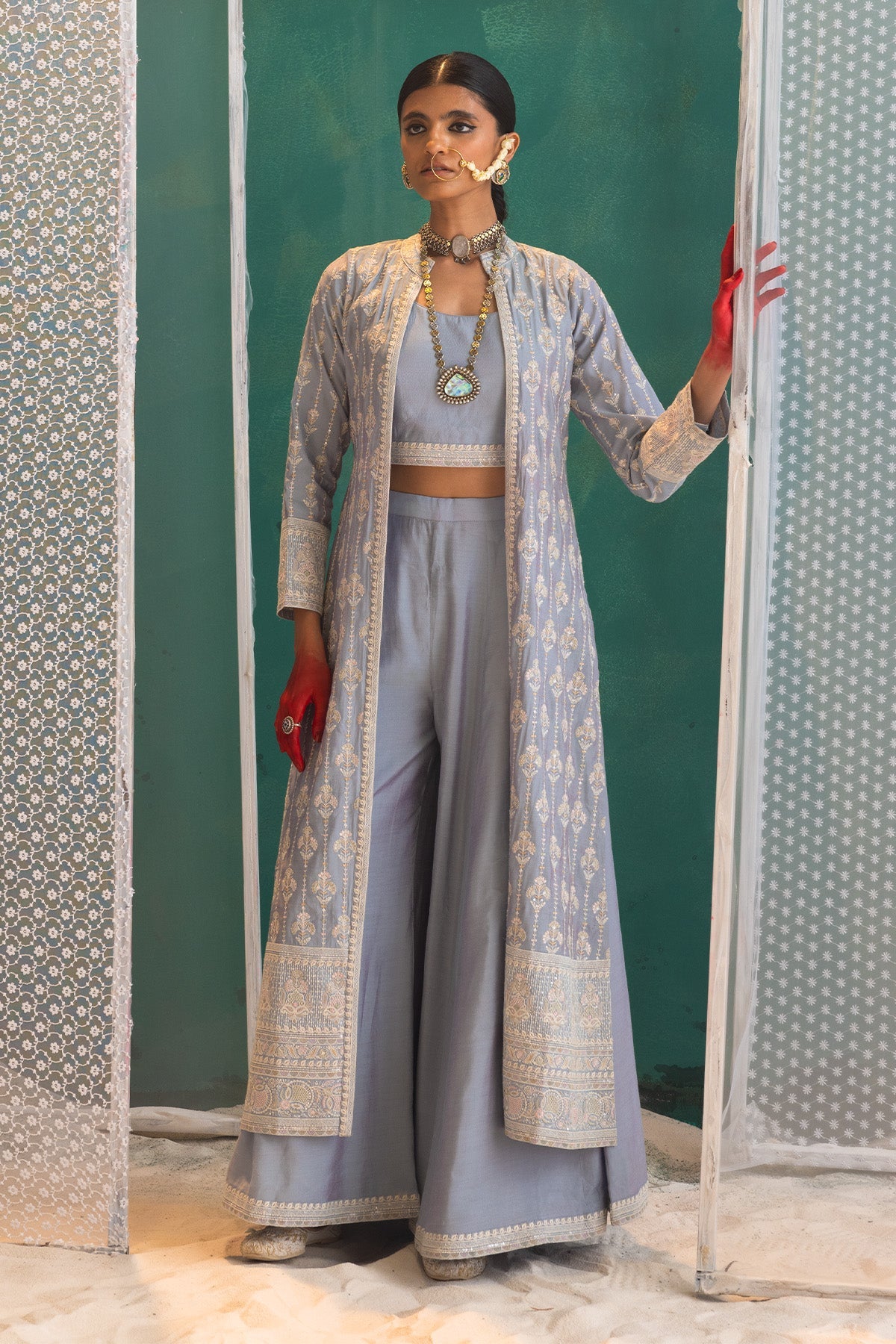 Light Purple Embroidered Co-ord 3 Pcs Set