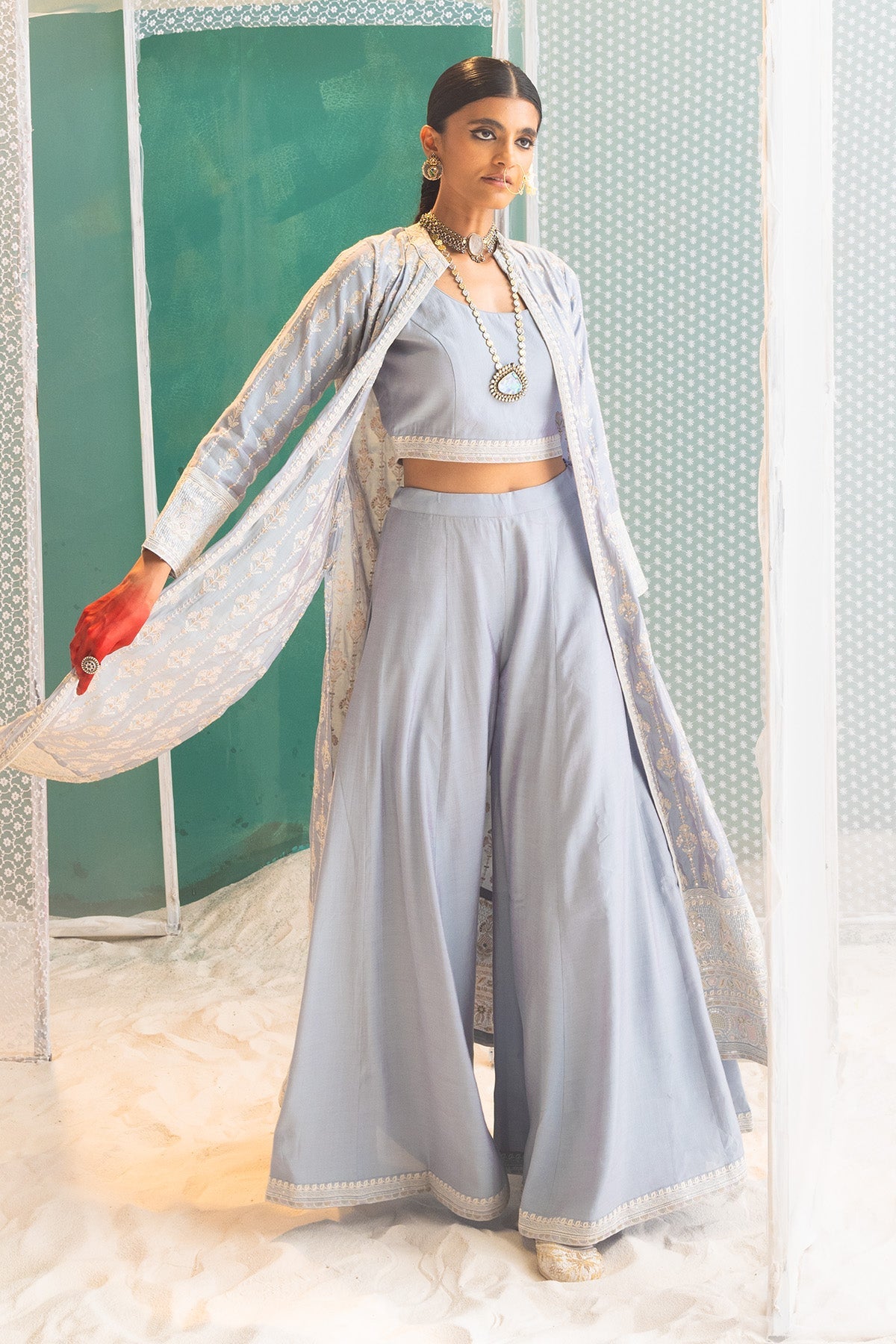 Light Purple Embroidered Co-ord 3 Pcs Set