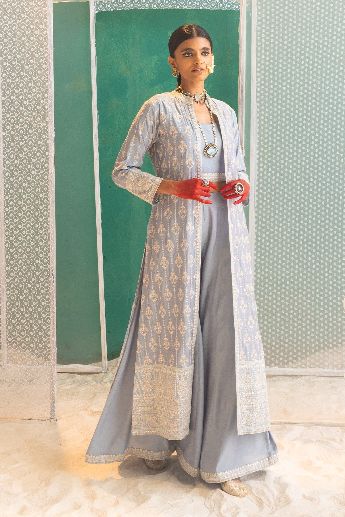 Light Purple Embroidered Co-ord 3 Pcs Set
