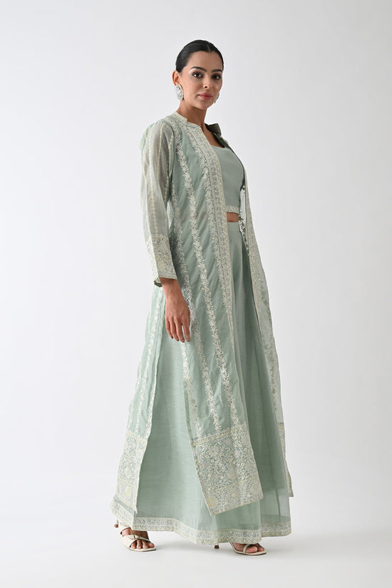Green Embroidered Co-Ord 3 Pcs Set