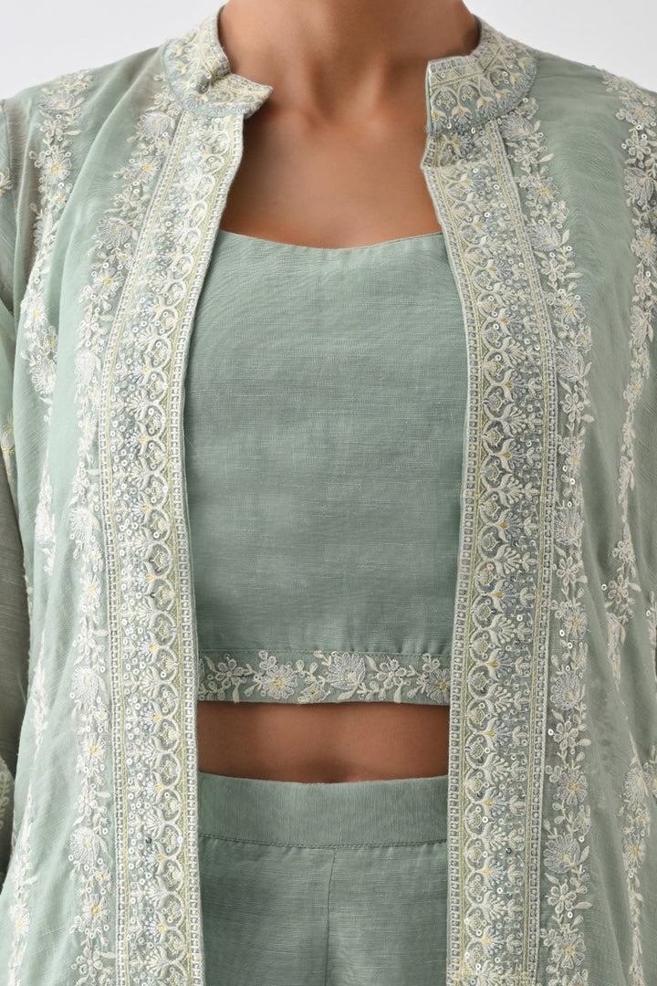 Green Embroidered Co-Ord Set