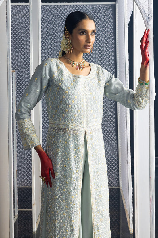 Green Embroidered Straight Kurta Set