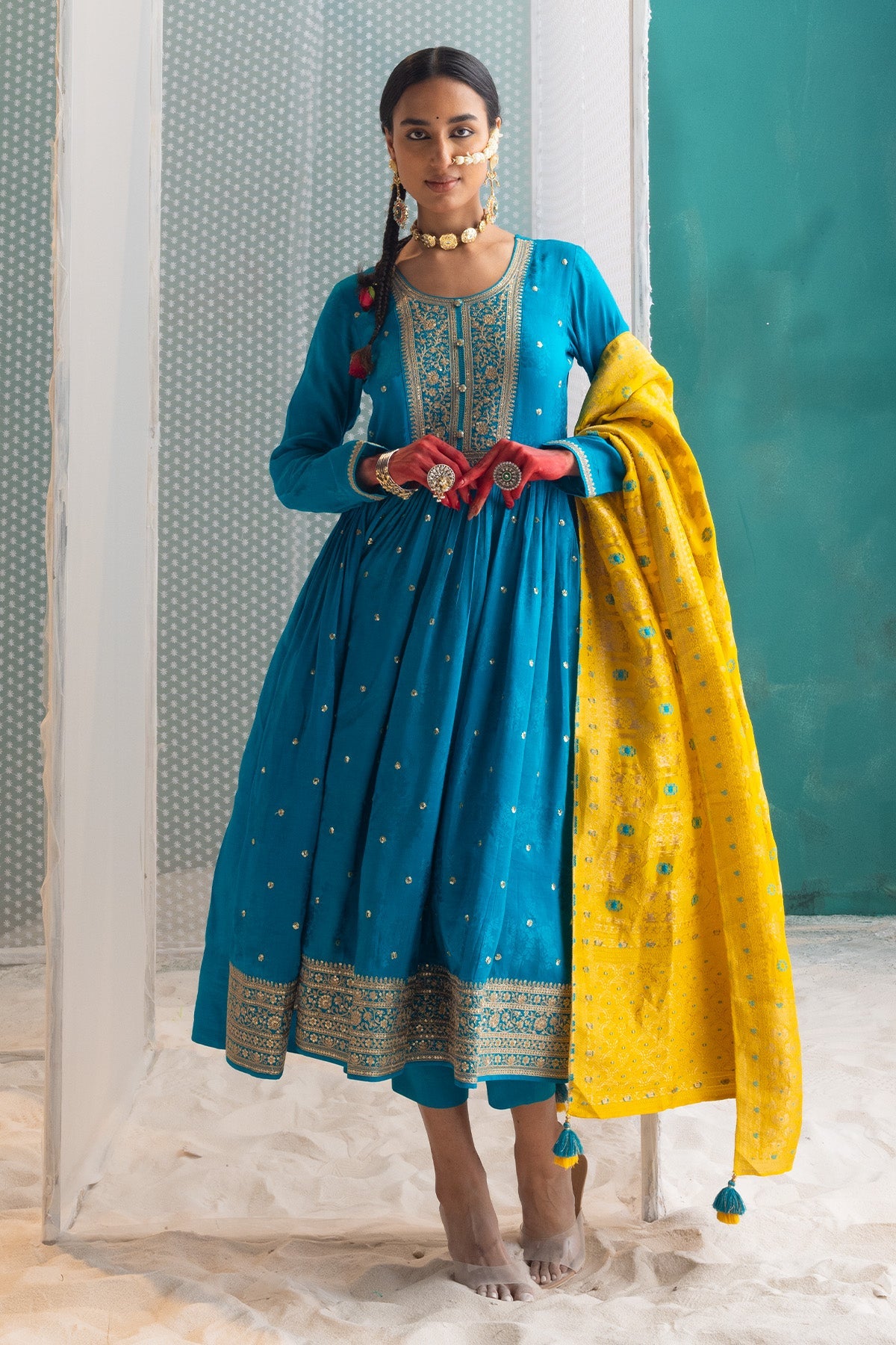 Green Embroidered Kurta 3 Pcs Set
