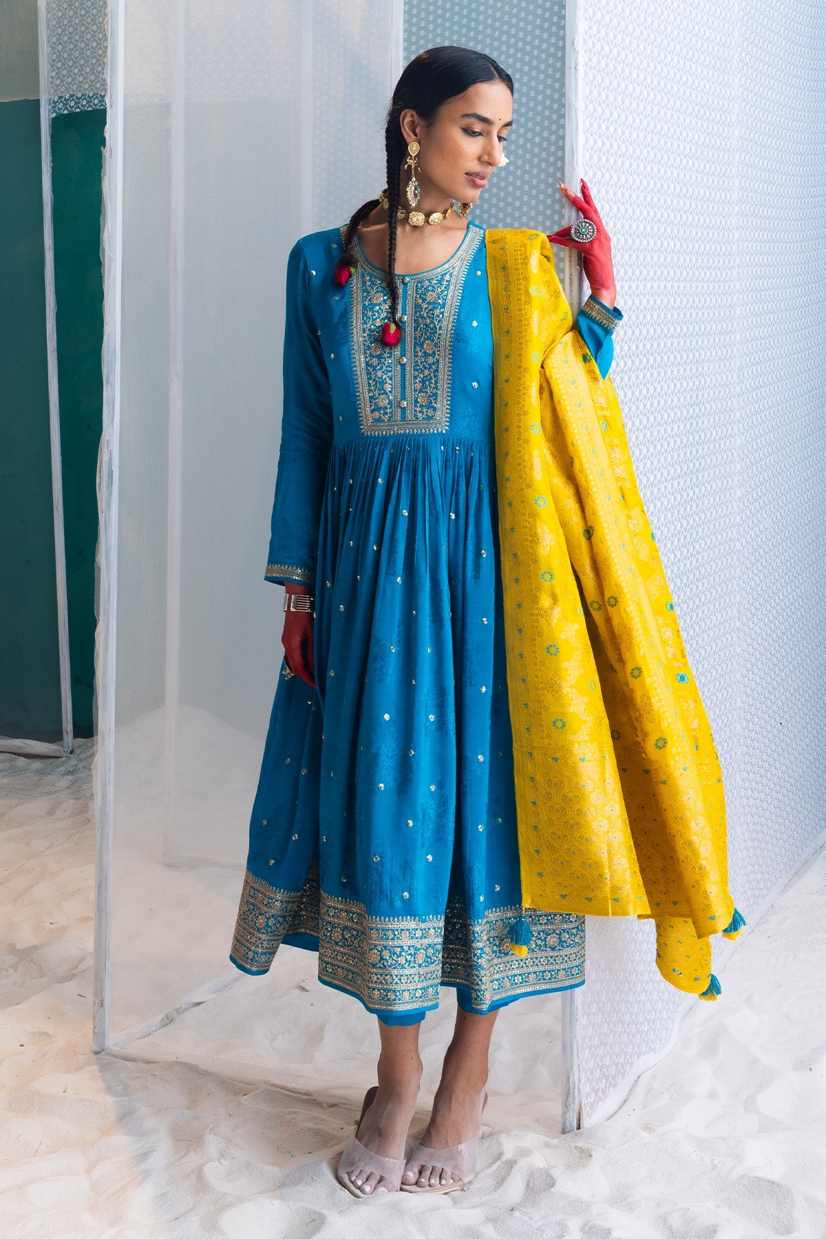 Green Embroidered Kurta 3 Pcs Set
