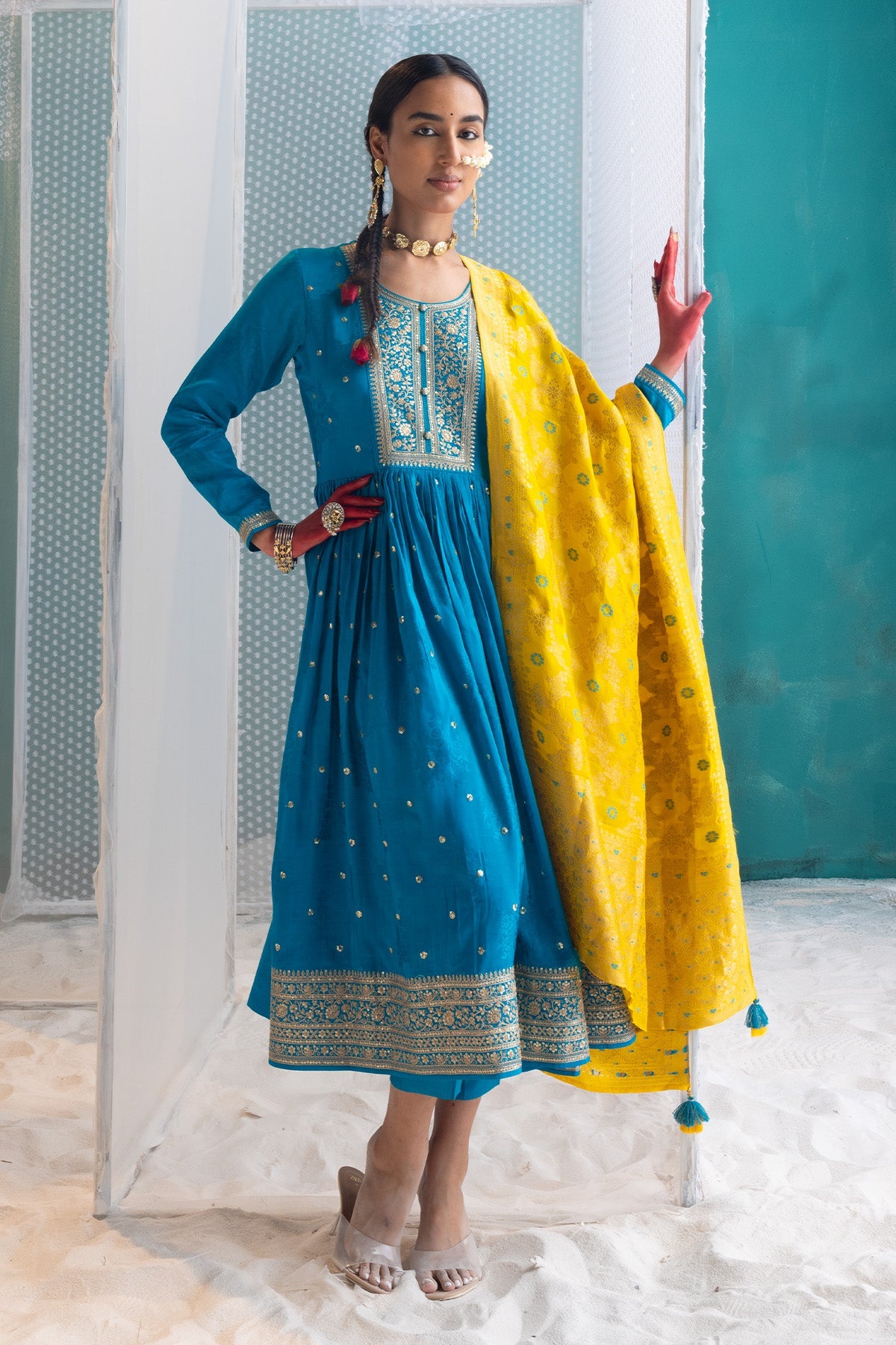 Green Embroidered Kurta Set