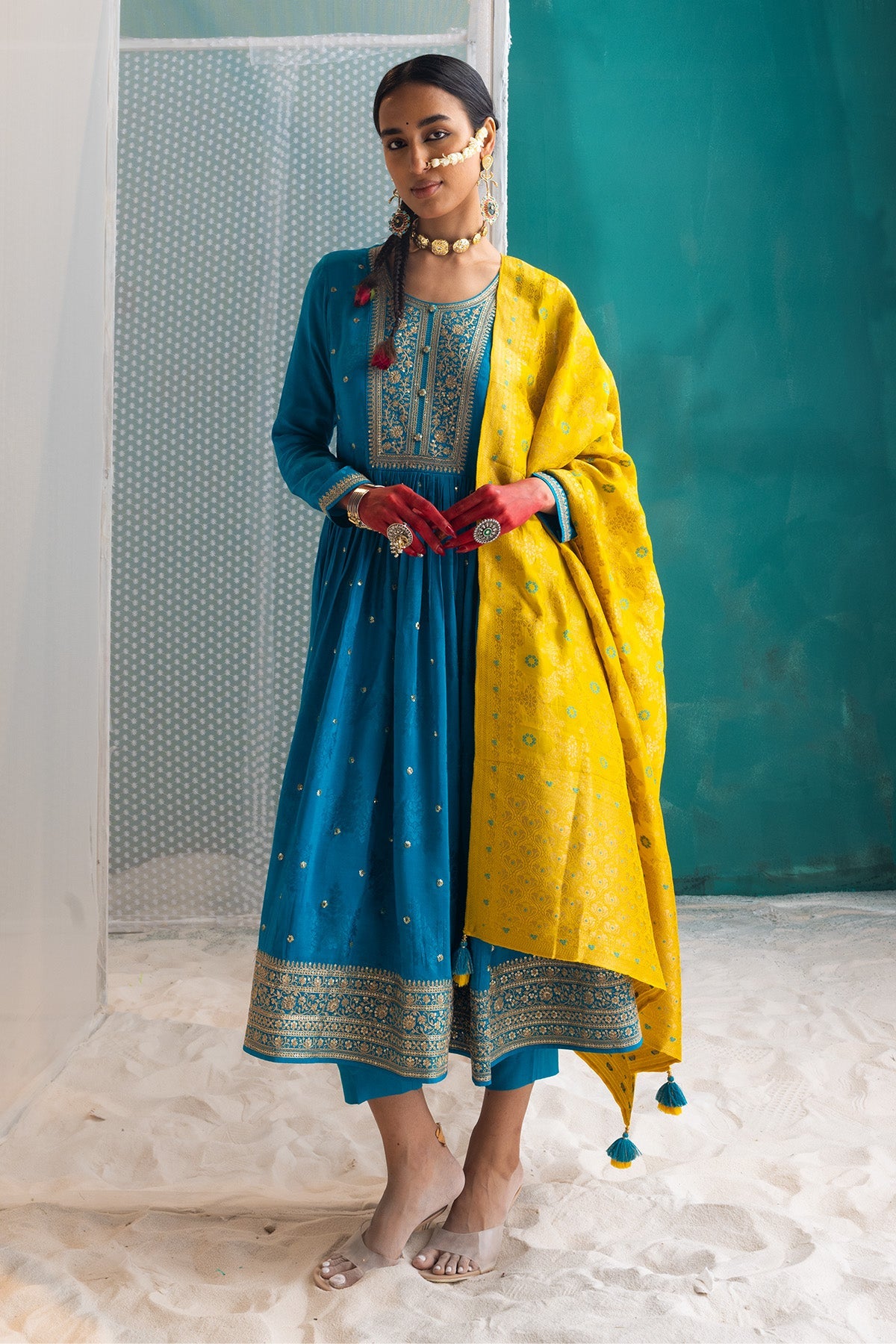 Green Embroidered Kurta 3 Pcs Set