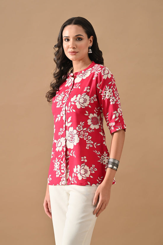 Magenta Printed Straight Top