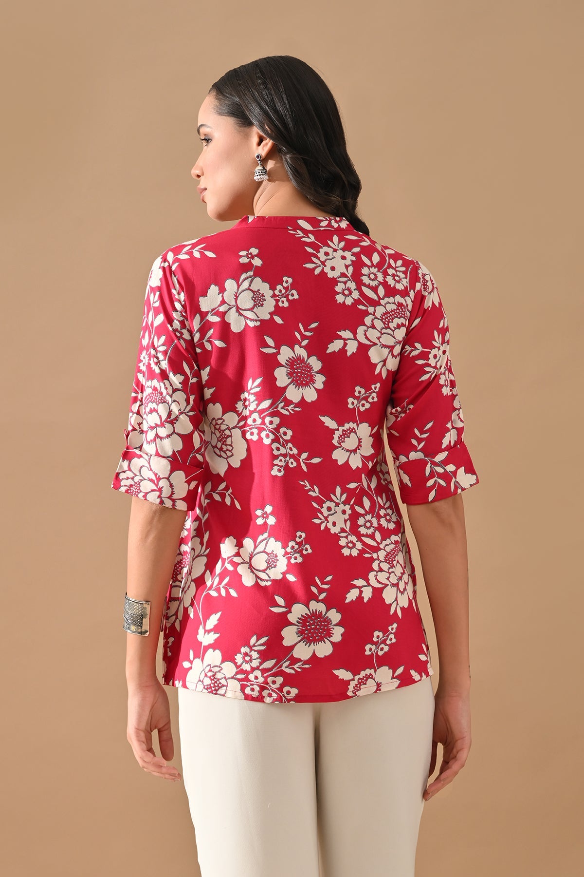 Magenta Printed Straight Top