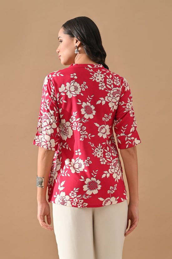 Magenta Printed Straight Top