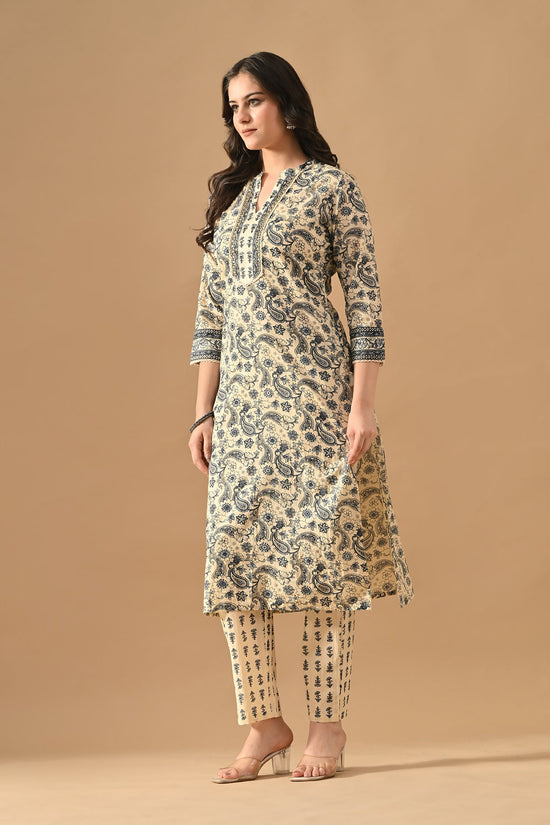 Cream Printed Kurta Set