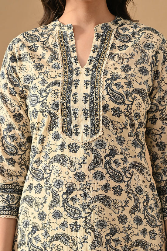 Cream Printed Kurta Set