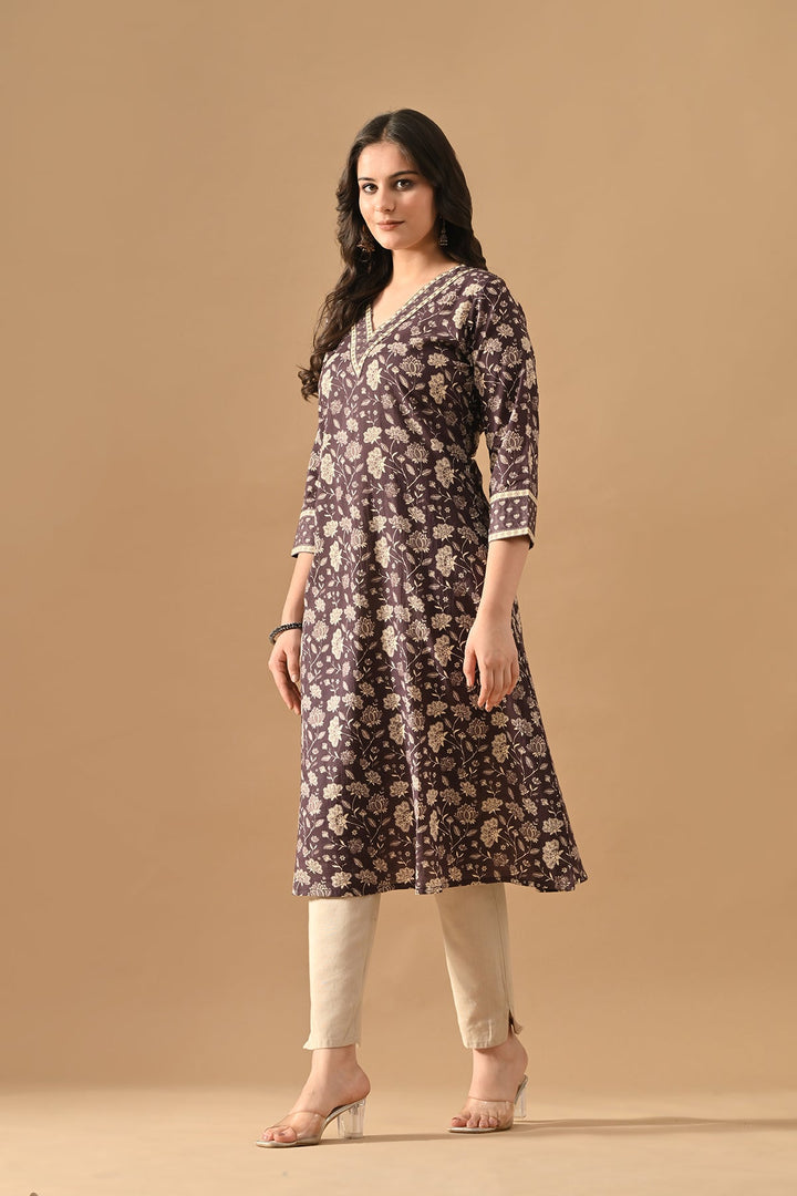 Purple Printed Kurta