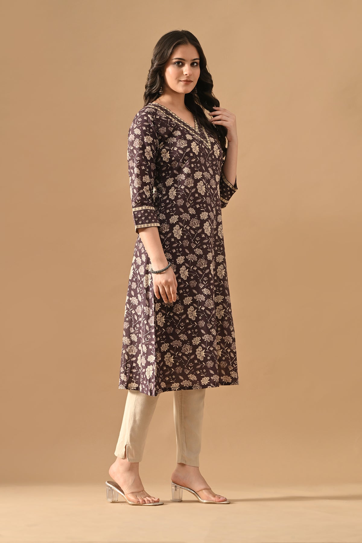 Purple Printed Kurta