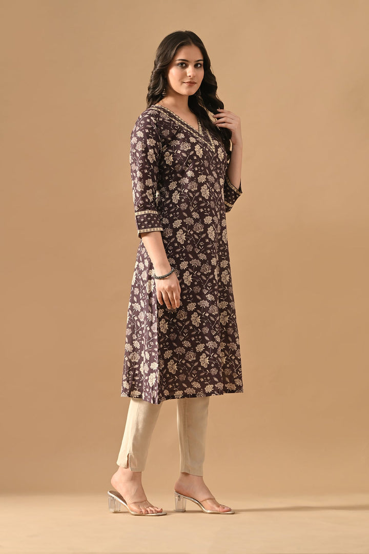 Purple Printed Kurta