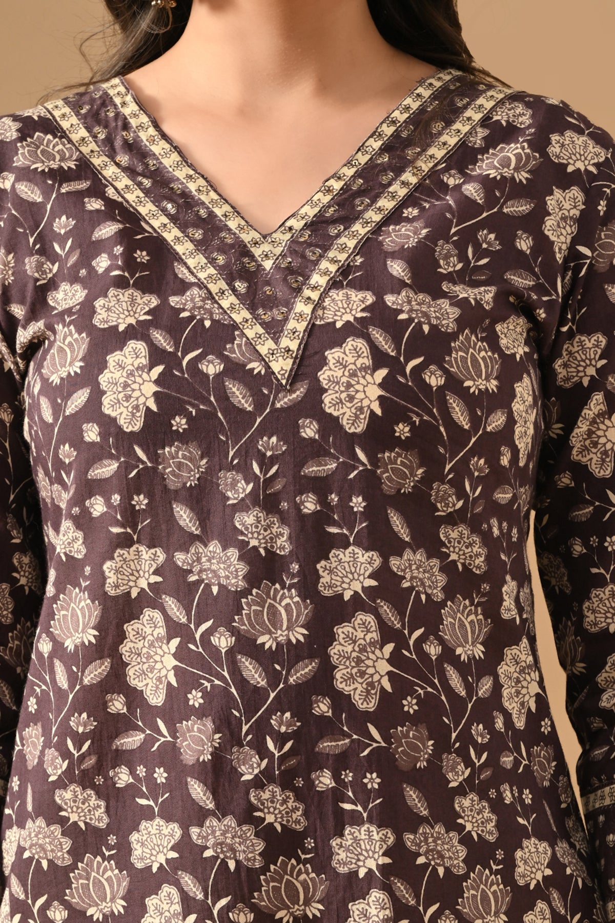 Purple Printed Kurta