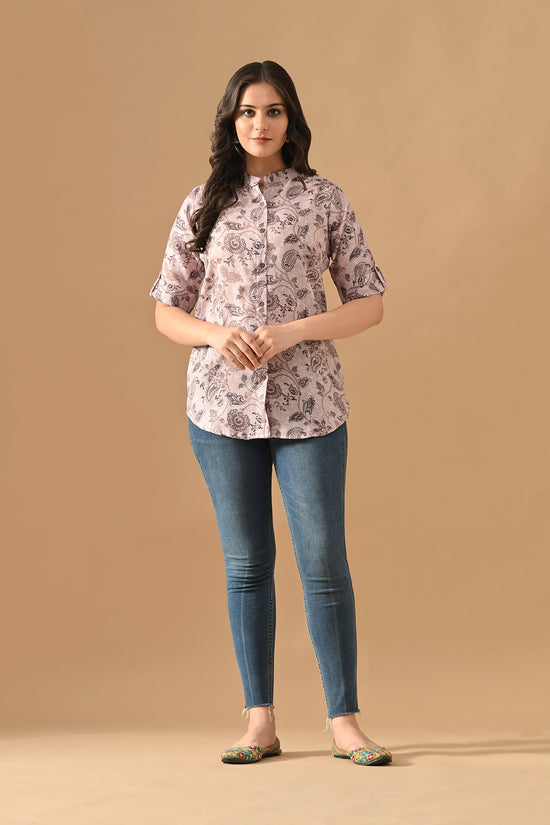 Grey Floral Printed Top