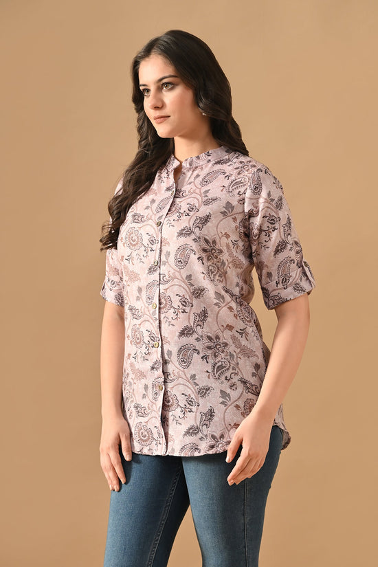 Grey Floral Printed Top