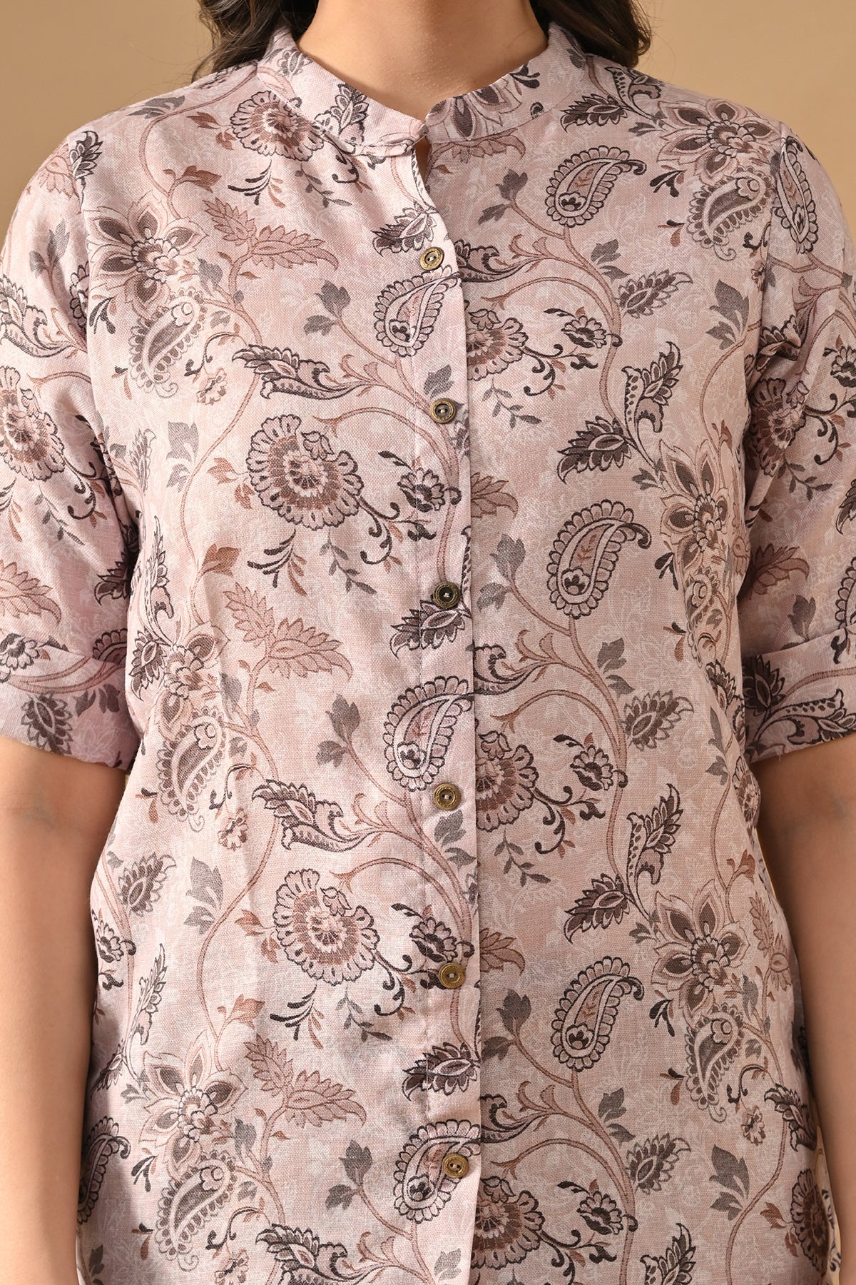 Grey Floral Printed Top