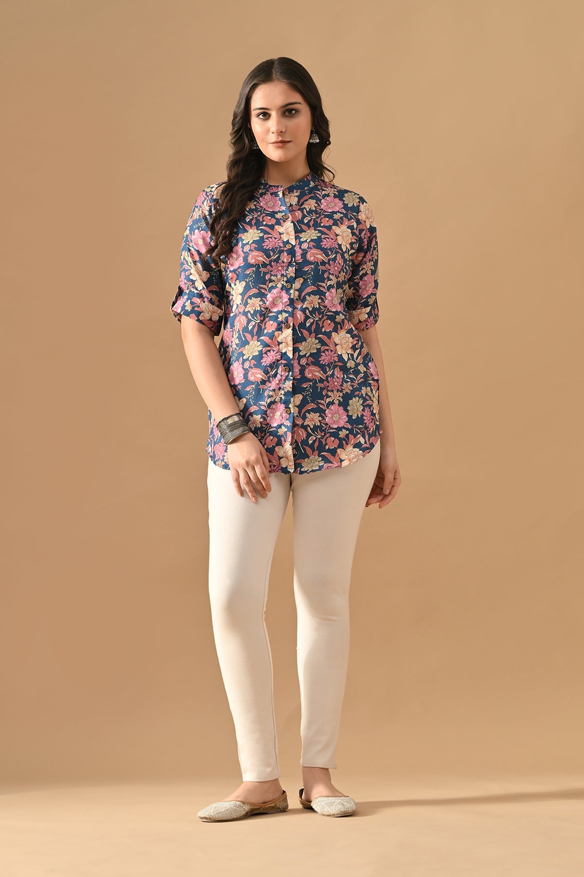 Blue Floral Printed Top