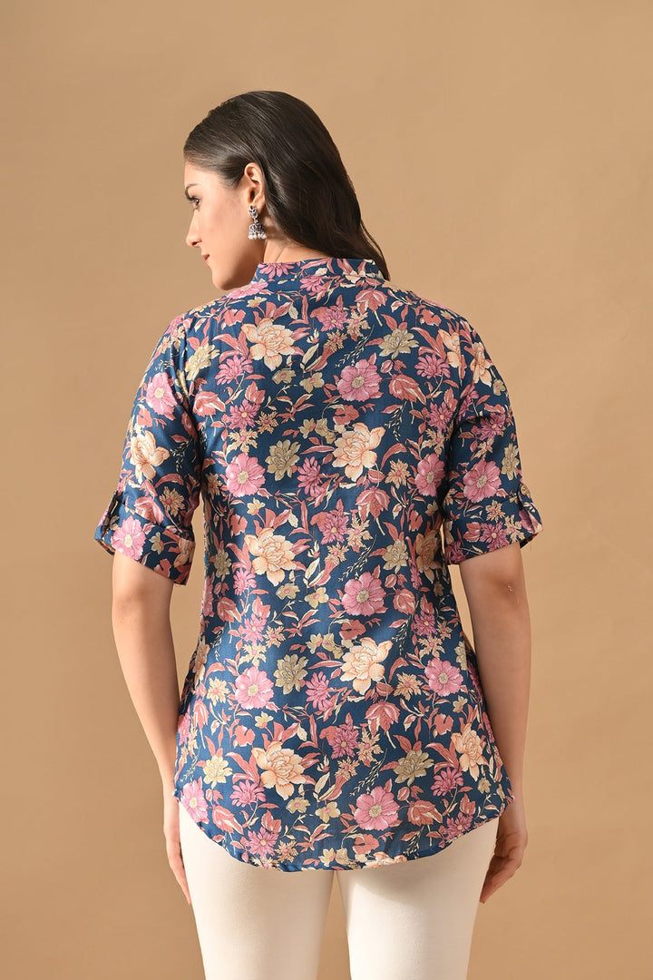 Blue Floral Printed Top