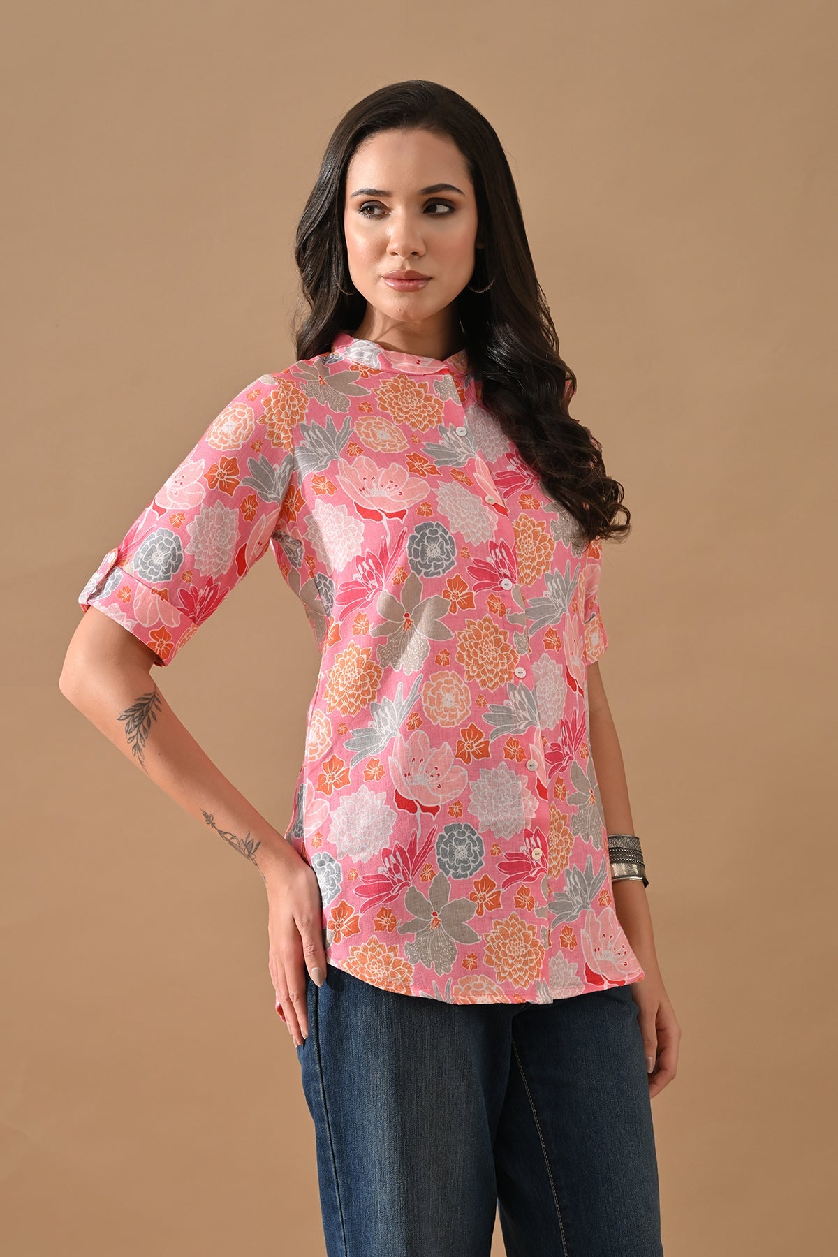 Pink Floral Printed Top