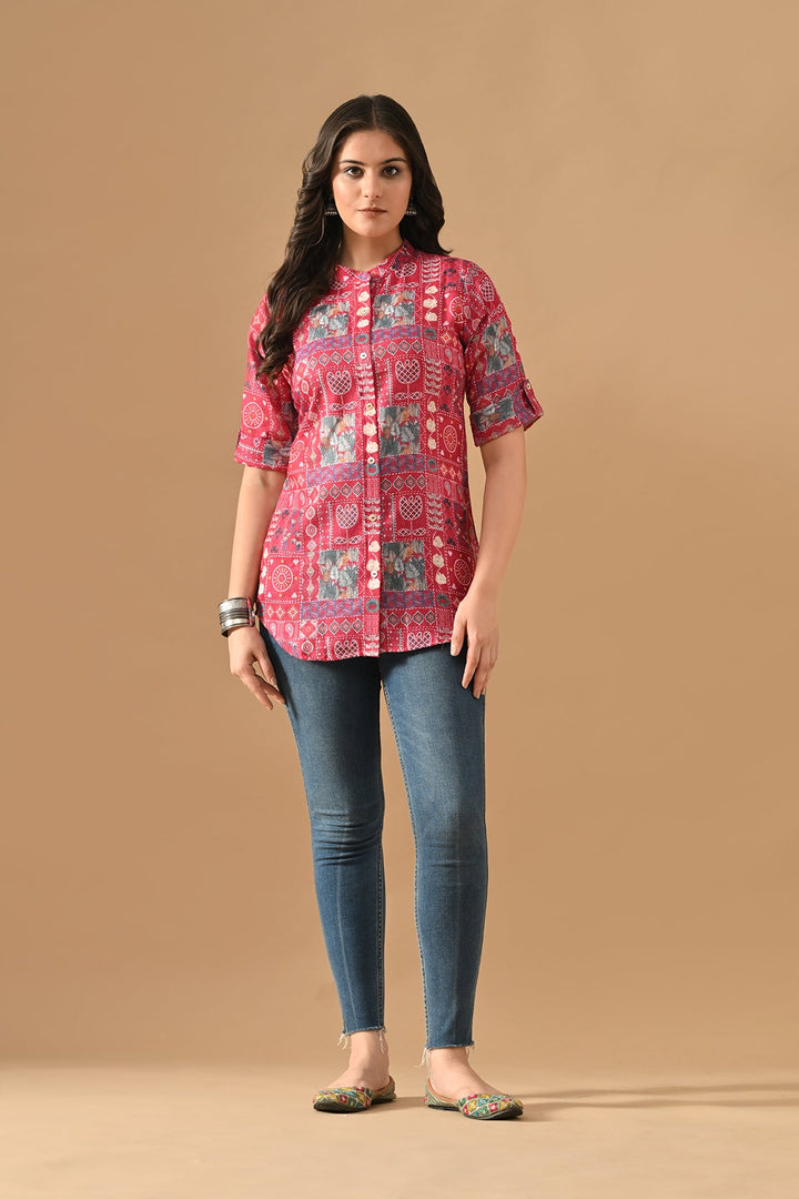 Pink Floral Printed Top