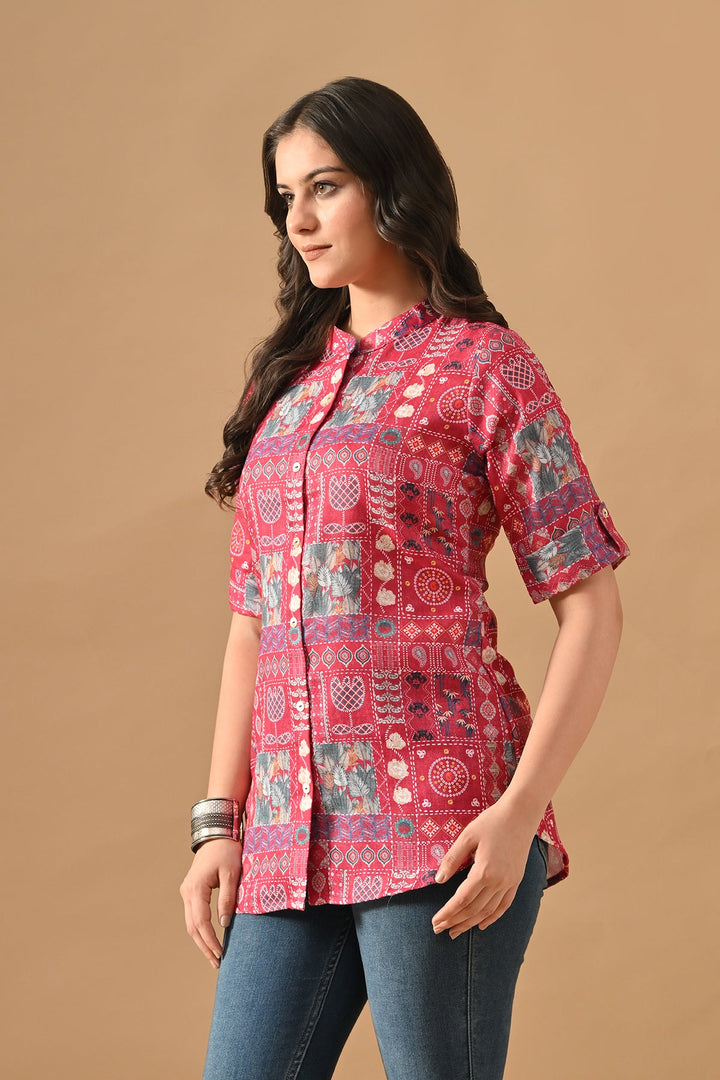 Pink Floral Printed Top