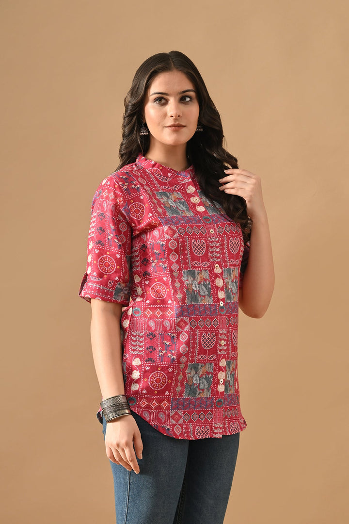 Pink Floral Printed Top