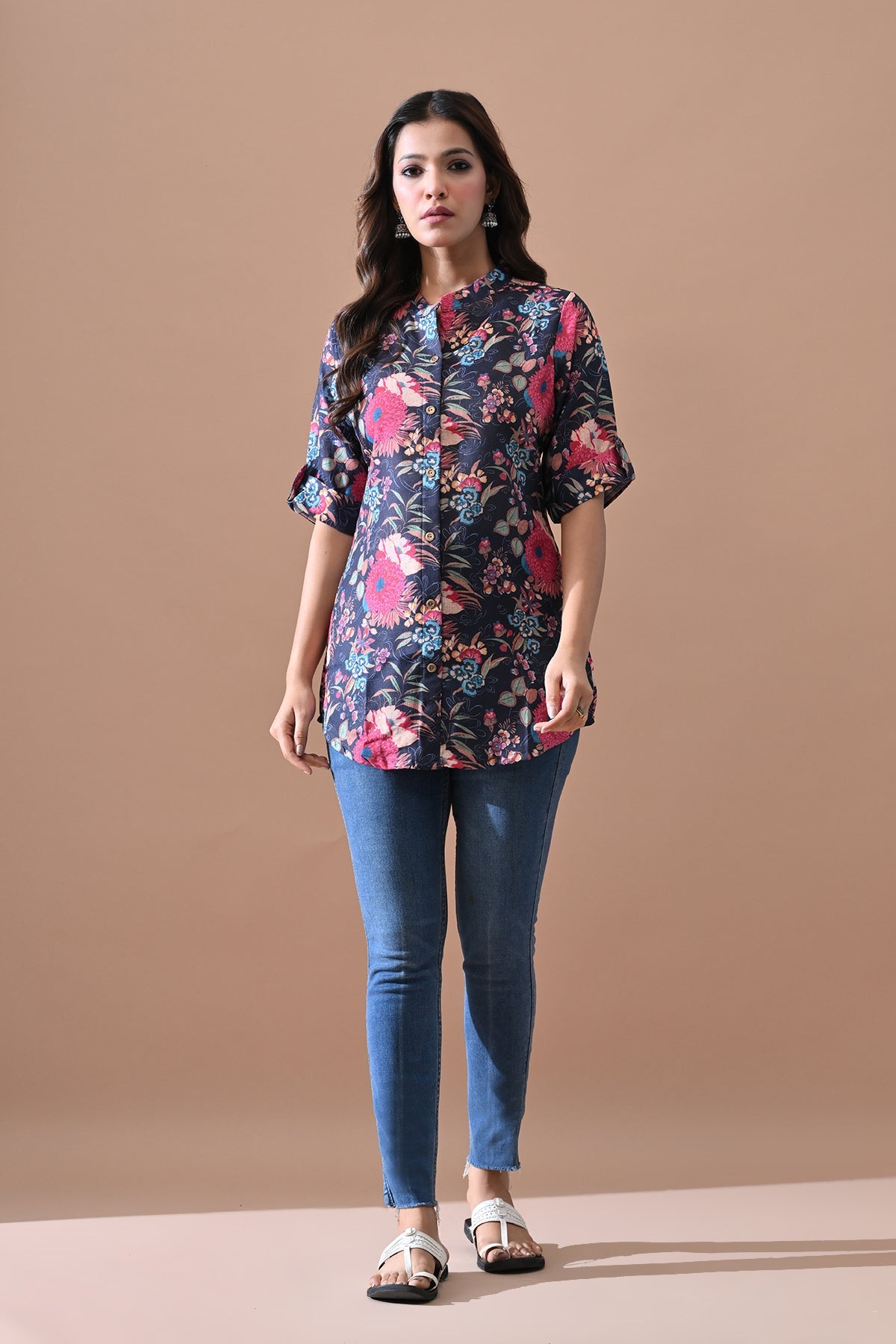 Blue Floral Printed Top