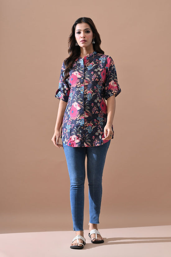 Blue Floral Printed Top