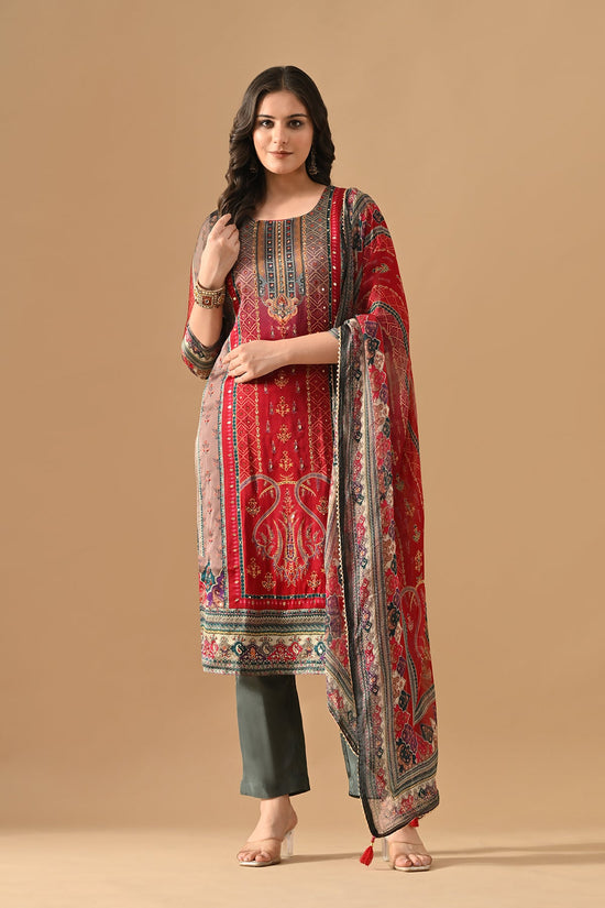 Grey Embellished Kurta Set