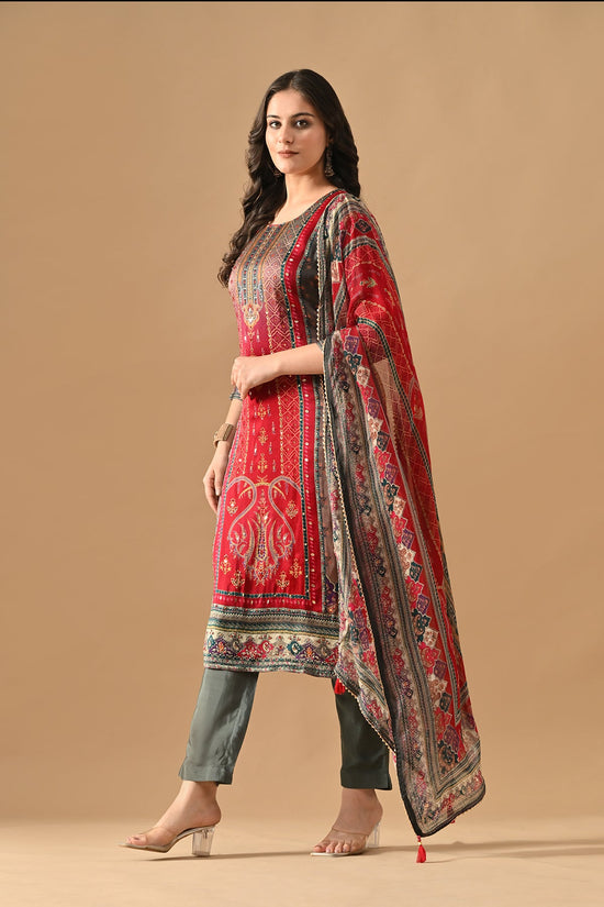 Grey Embellished Kurta Set