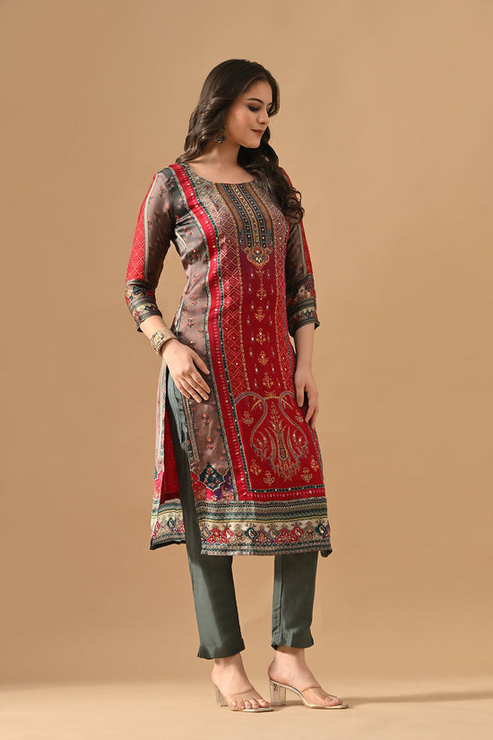 Grey Embellished Kurta Set
