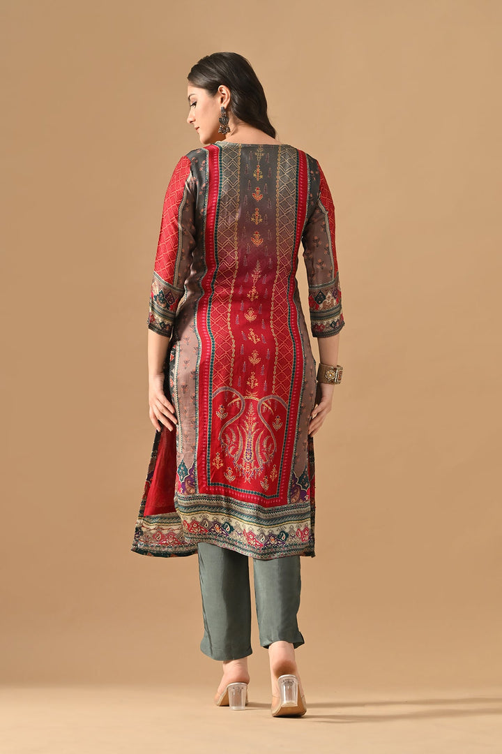 Grey Embellished Kurta Set