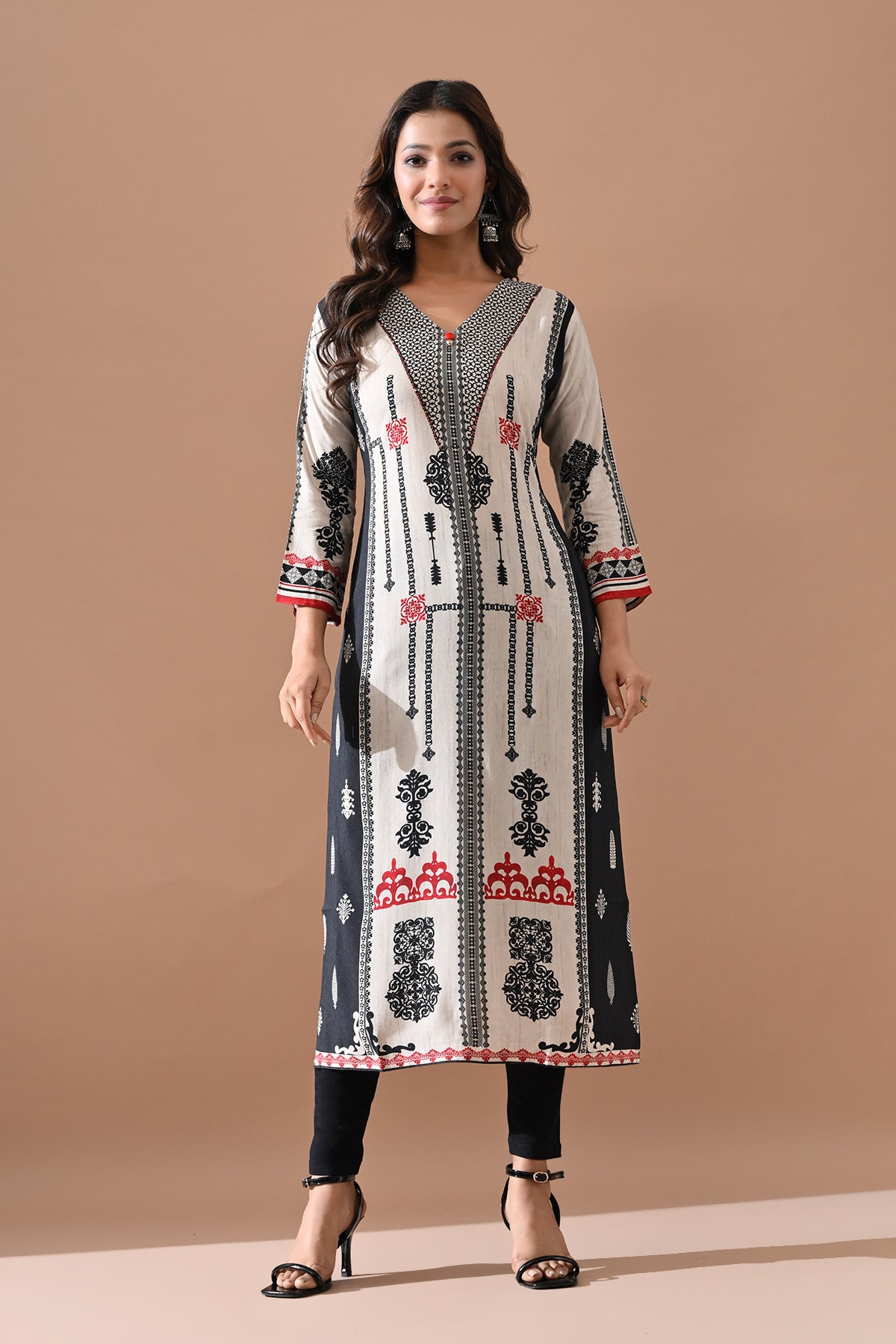 Cream Printed Kurta