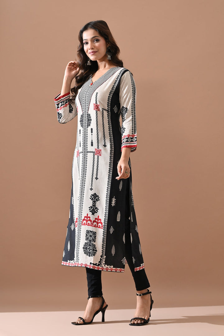 Cream Printed Kurta