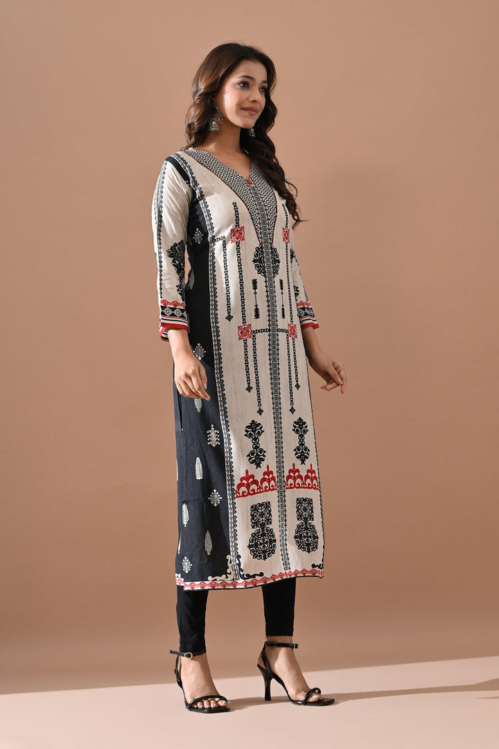 Cream Printed Kurta